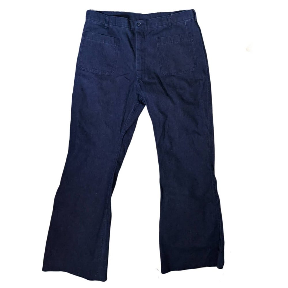 Vintage Navy Military Bell Bottoms 1970s Dungaree Flare Jeans